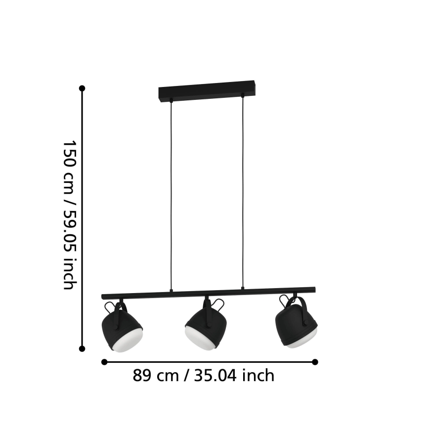 Eglo - Lámpara colgante 3xE27/28W/230V negro