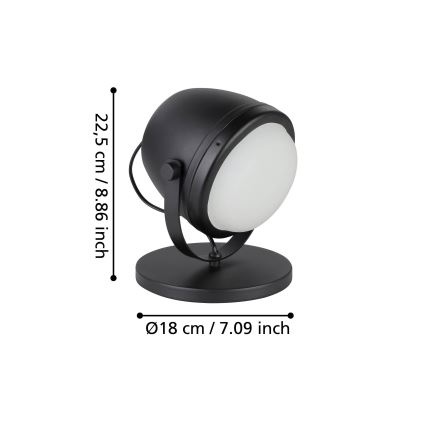 Eglo - Lámpara de mesa 1xE27/28W/230V negro