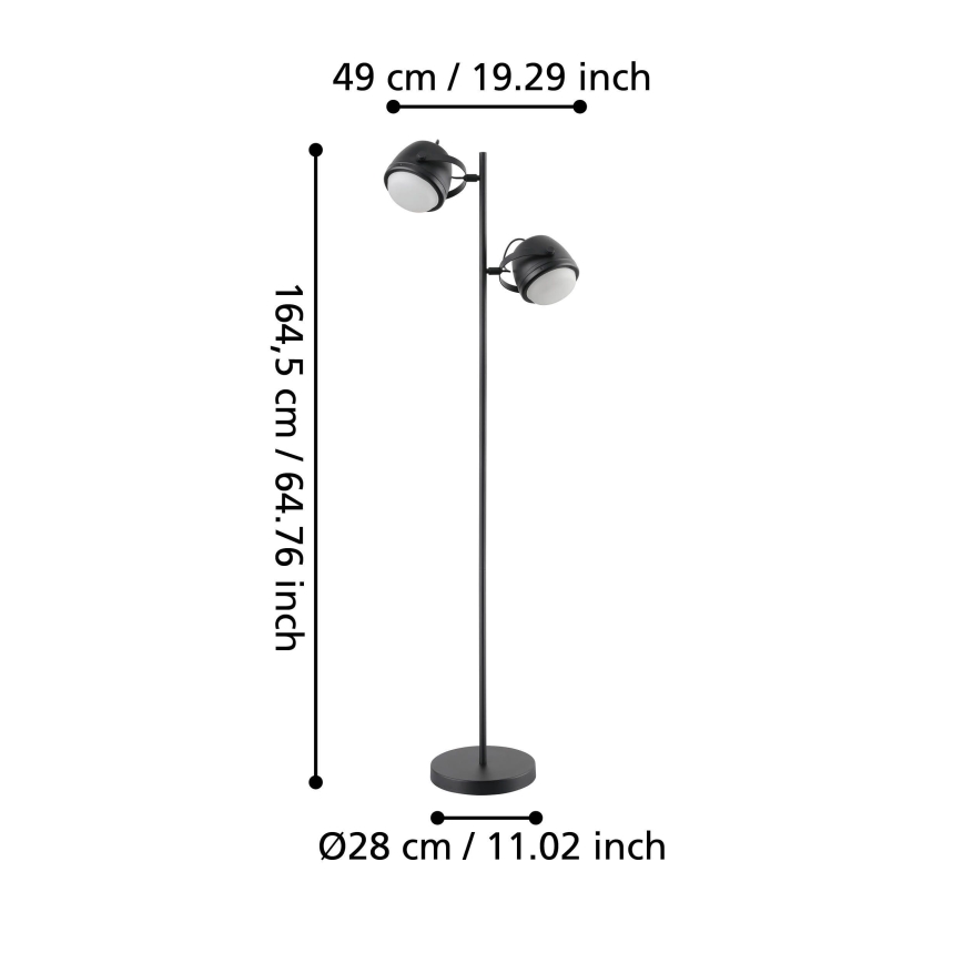 Eglo - Lámpara de pie 2xE27/28W/230V negro