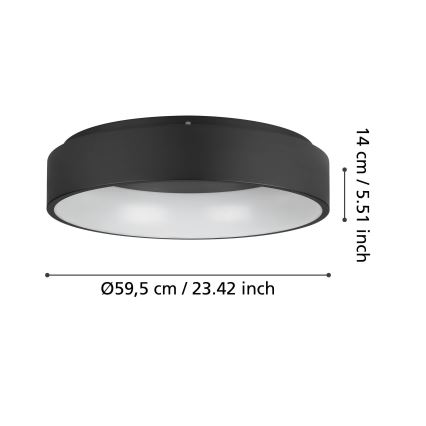 Eglo - Plafón LED regulable LED/35,2W/230V 3000K negro