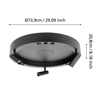 Eglo - Plafón LED regulable 3xLED/8W/230V + 3xLED/8,5W 3000K negro + control remoto