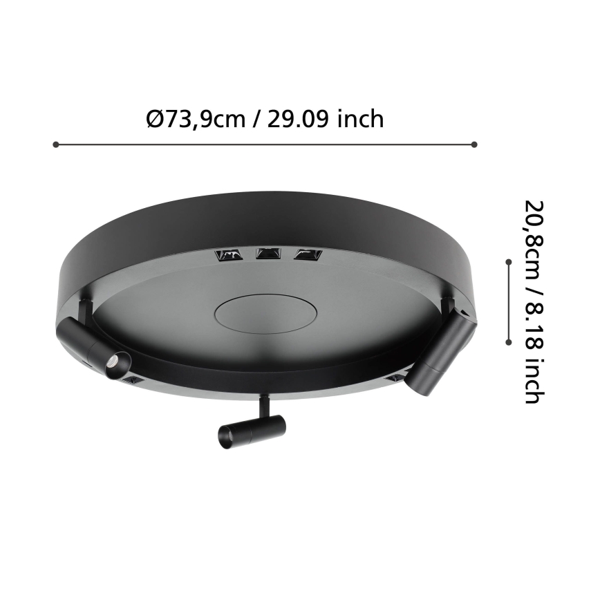 Eglo - Plafón LED regulable 3xLED/8W/230V + 3xLED/8,5W 3000K negro + control remoto