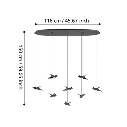 Eglo - Lámpara de araña LED regulable 8xLED/4,2W/230V 3000K negro