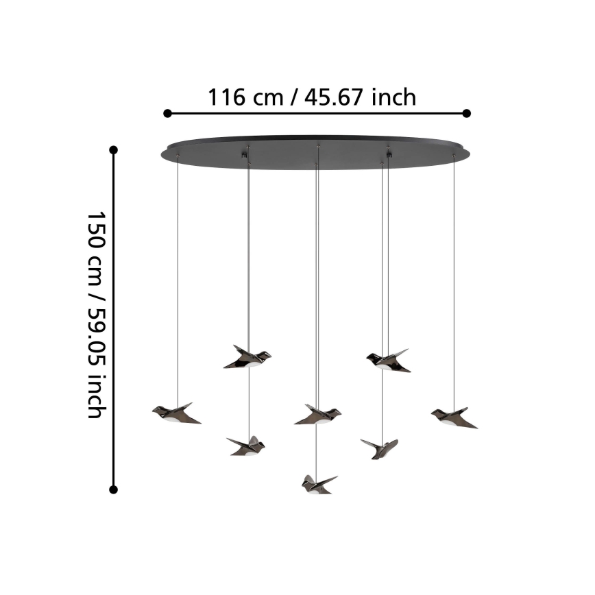 Eglo - Lámpara de araña LED regulable 8xLED/4,2W/230V 3000K negro