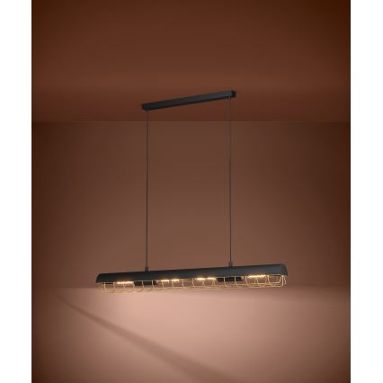 Eglo - Lámpara colgante 4xE27/40W/230V negro/dorado
