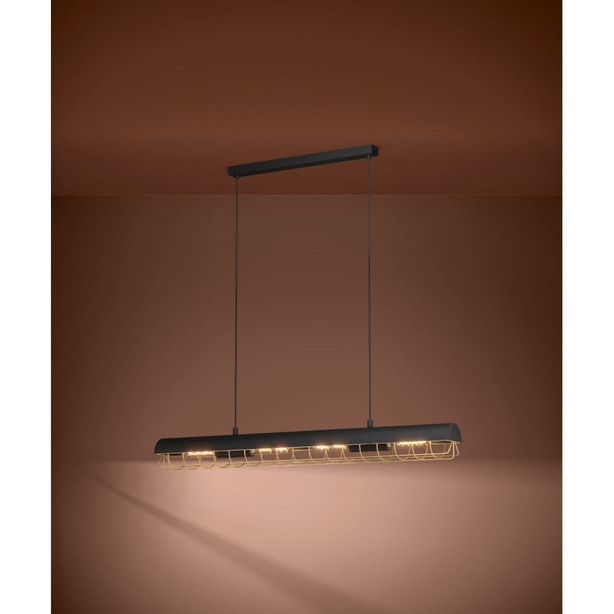 Eglo - Lámpara colgante 4xE27/40W/230V negro/dorado