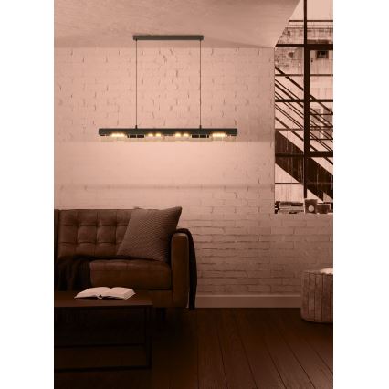 Eglo - Lámpara colgante 4xE27/40W/230V negro/dorado