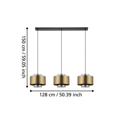 Eglo - Lámpara colgante 3xE27/40W/230V dorado
