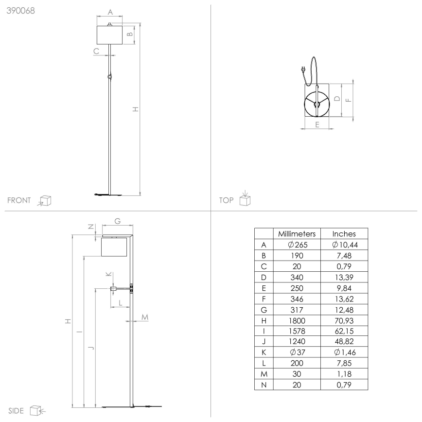 Eglo - Lámpara LED de pie 1xE27/40W/230V + LED/3,8W 3000K negro