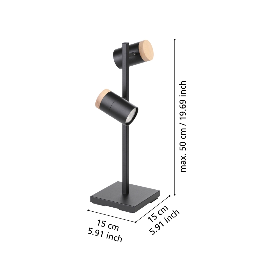 Eglo - Lámpara de mesa LED 2xGU10/4,5W/230V 3000K negro/marrón
