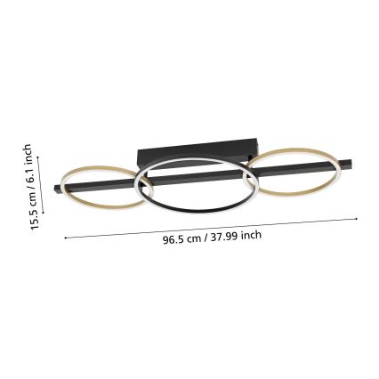Eglo - Lámpara de techo LED regulable 2xLED/12,5W/230V + LED/15,5W 3000K negro