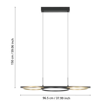 Eglo - Lámpara de araña LED regulable 2xLED/12,5W/230V + LED/15,5W 3000K negro