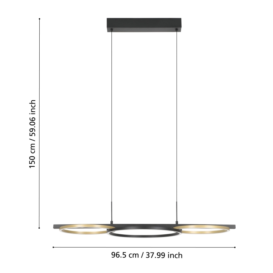 Eglo - Lámpara de araña LED regulable 2xLED/12,5W/230V + LED/15,5W 3000K negro
