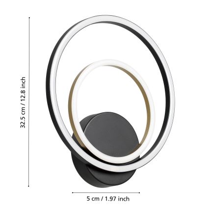 Eglo - Aplique LED LED/12W/230V 3000K + 4xLED/2,1W 3000K negro