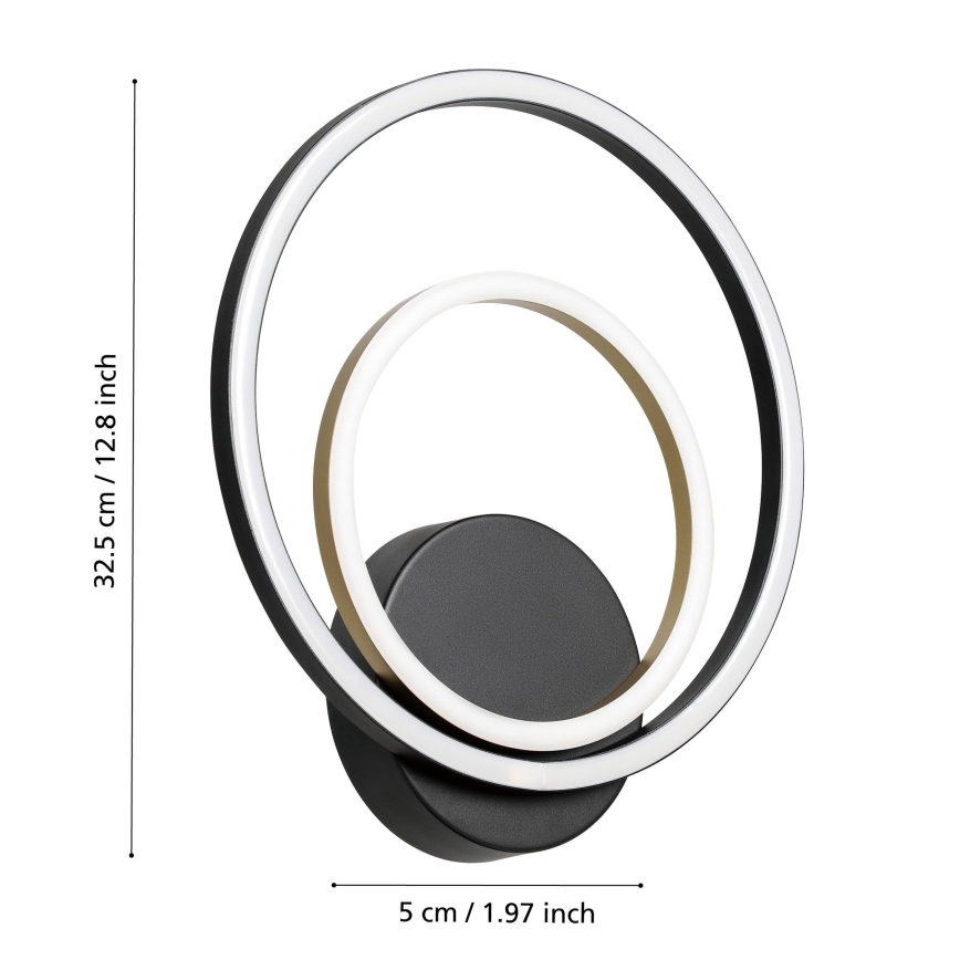 Eglo - Aplique LED LED/12W/230V 3000K + 4xLED/2,1W 3000K negro