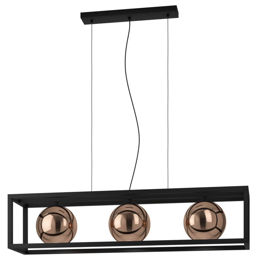 Eglo - Lámpara colgante 3xE27/40W/230V cobre/negro