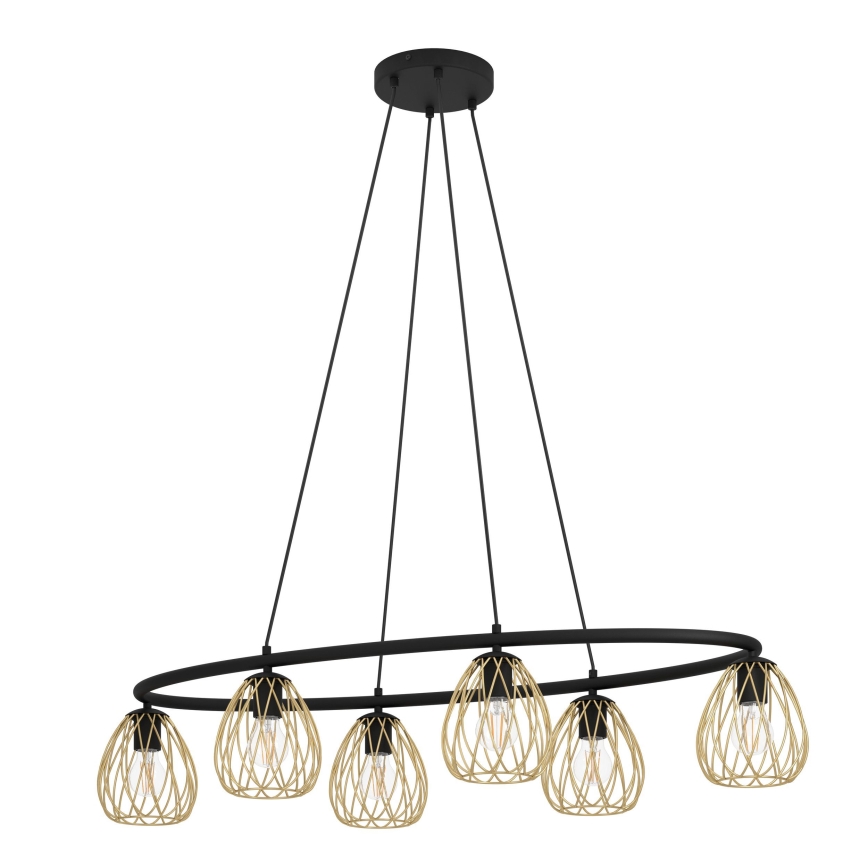 Eglo - Lámpara colgante 6xE27/40W/230V negro/dorado