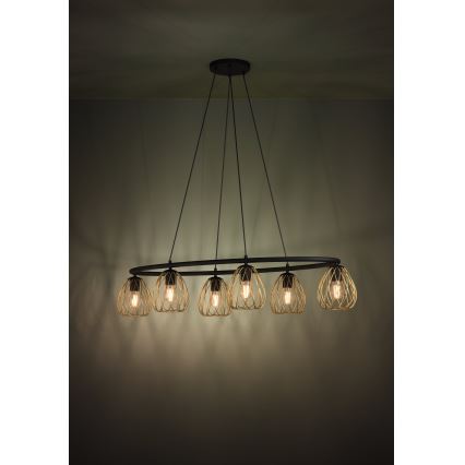 Eglo - Lámpara colgante 6xE27/40W/230V negro/dorado