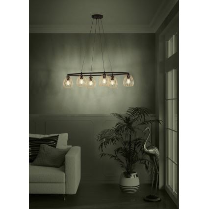 Eglo - Lámpara colgante 6xE27/40W/230V negro/dorado