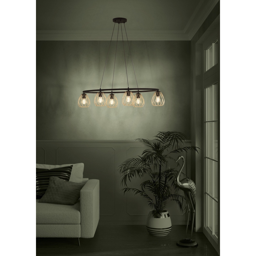 Eglo - Lámpara colgante 6xE27/40W/230V negro/dorado