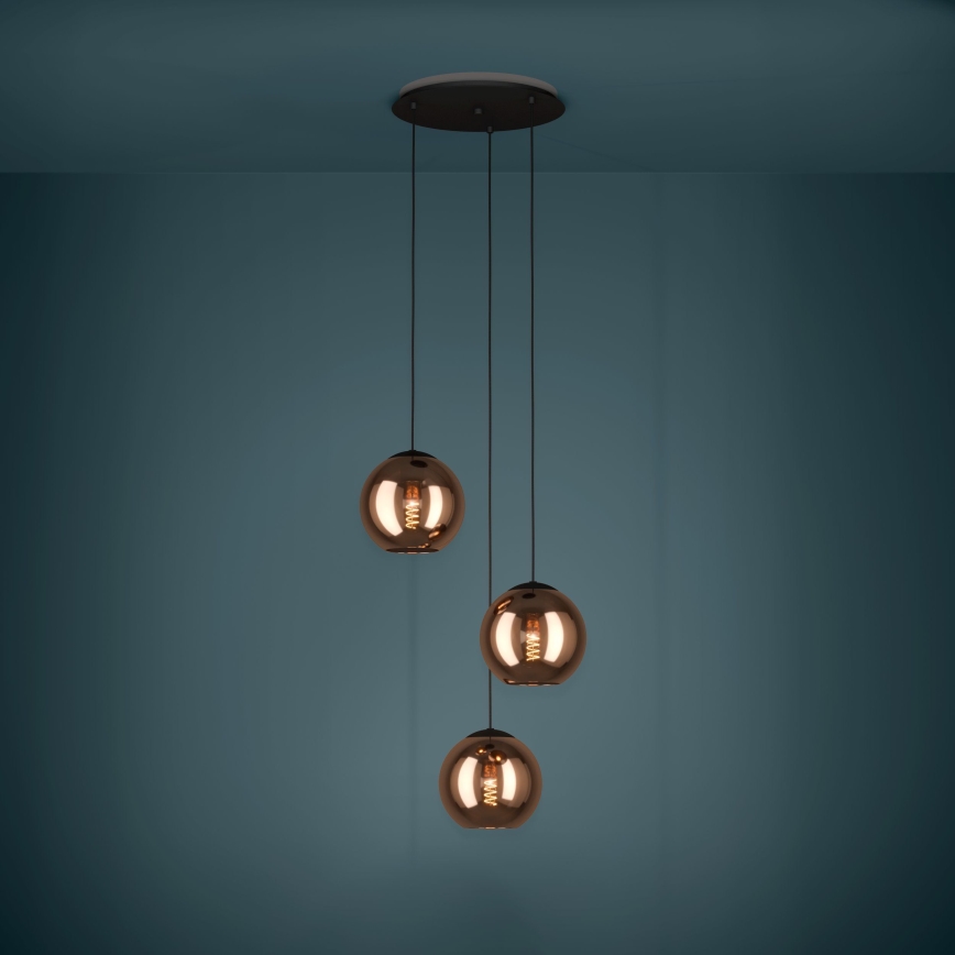 Eglo - Lámpara colgante 3xE27/40W/230V cobre