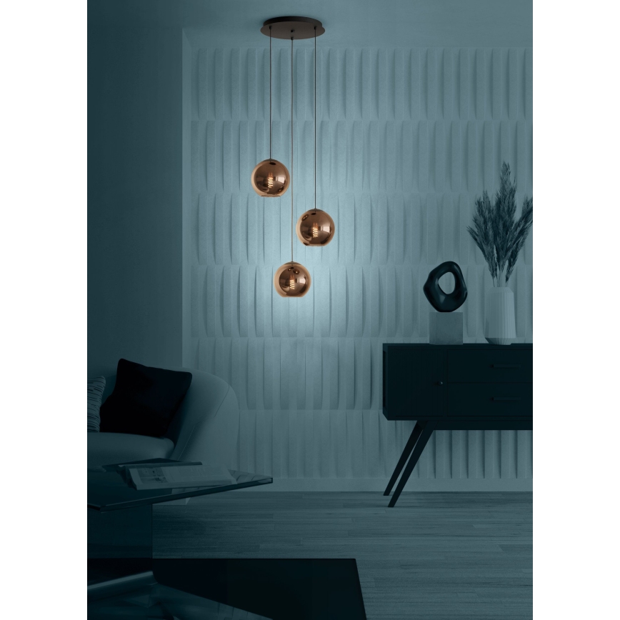 Eglo - Lámpara colgante 3xE27/40W/230V cobre