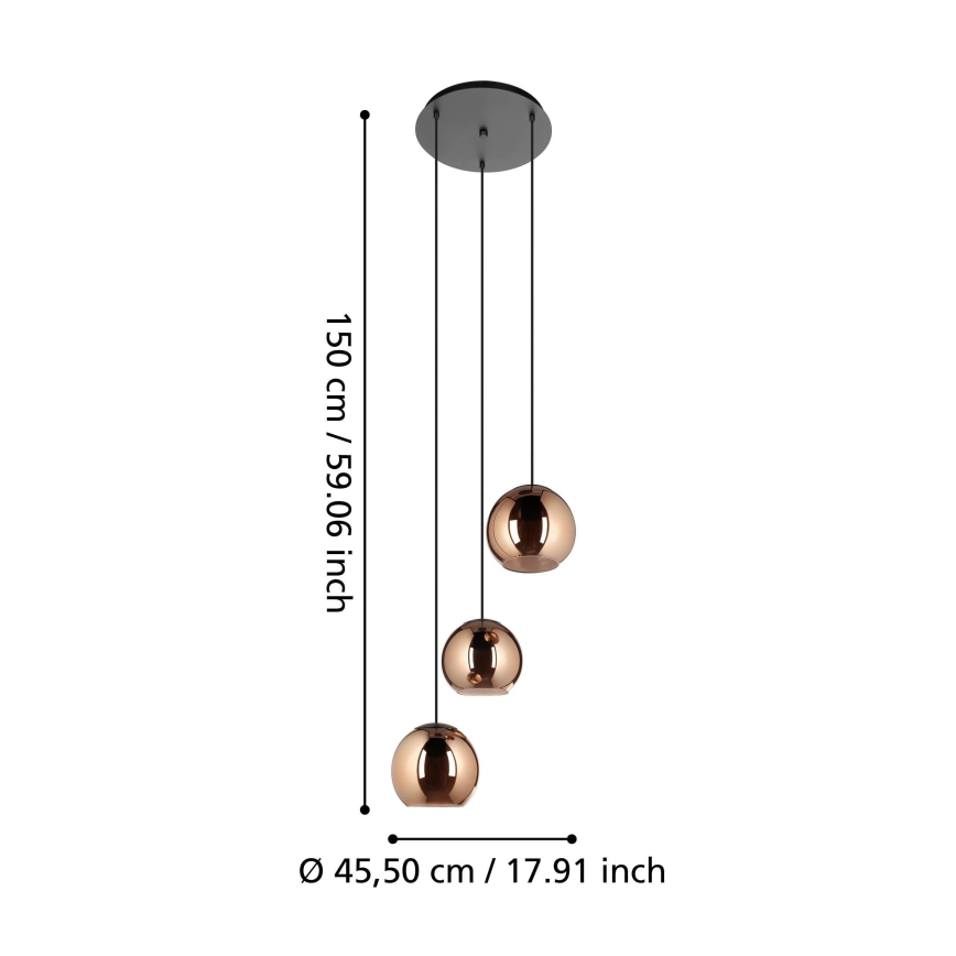 Eglo - Lámpara colgante 3xE27/40W/230V cobre