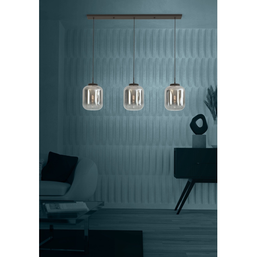 Eglo - Lámpara colgante 3xE27/40W/230V ahumado