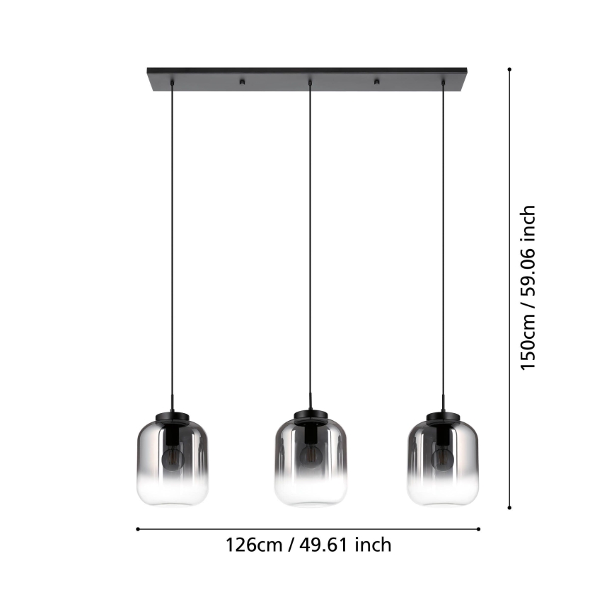 Eglo - Lámpara colgante 3xE27/40W/230V ahumado
