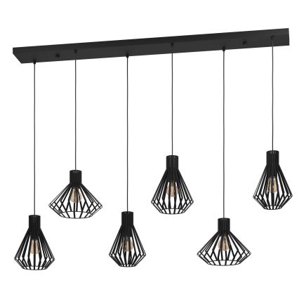Eglo - Lámpara colgante 6xE27/40W/230V negro