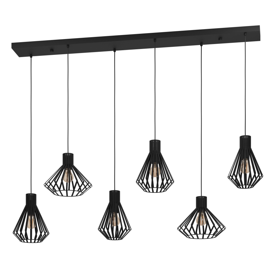 Eglo - Lámpara colgante 6xE27/40W/230V negro