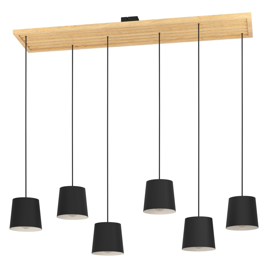 Eglo - Lámpara colgante 6xE27/40W/230V negro/marrón