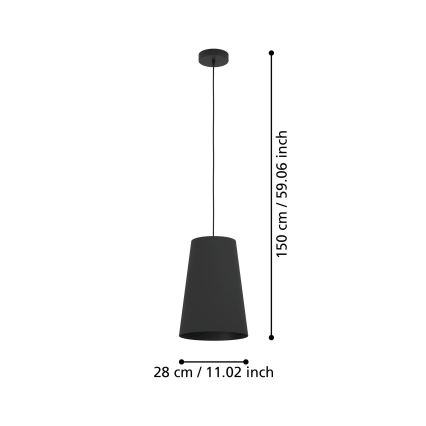 Eglo - Lámpara colgante 1xE27/40W/230V negro