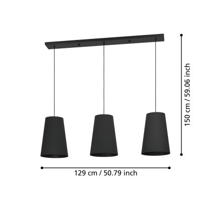 Eglo - Lámpara colgante 3xE27/40W/230V negro