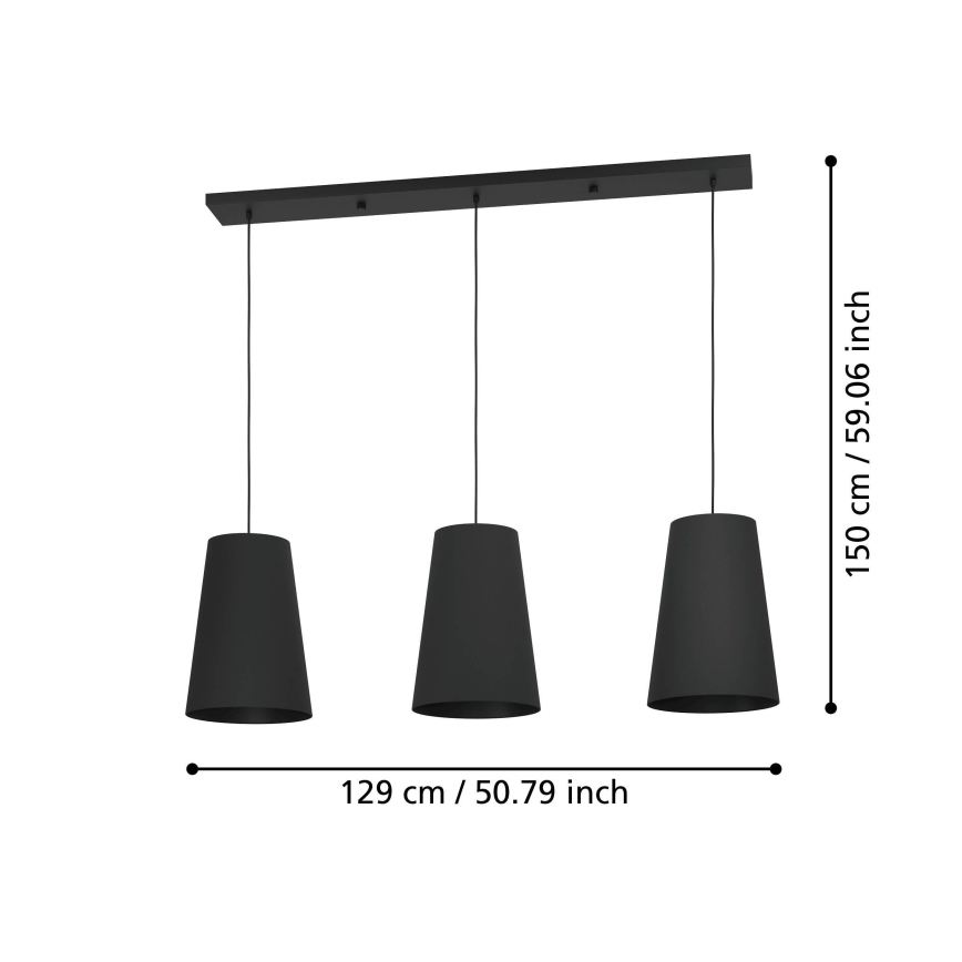 Eglo - Lámpara colgante 3xE27/40W/230V negro