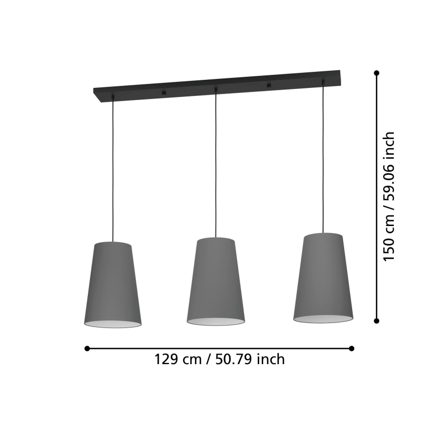 Eglo - Lámpara colgante 3xE27/40W/230V gris