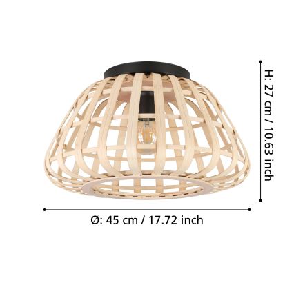 Eglo - Plafón 1xE27/40W/230V bambú