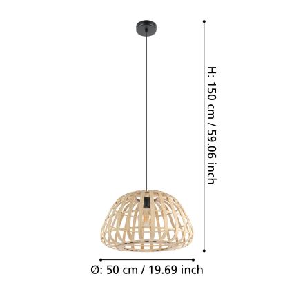 Eglo - Lámpara colgante 1xE27/40W/230V diá. 50 cm bambú