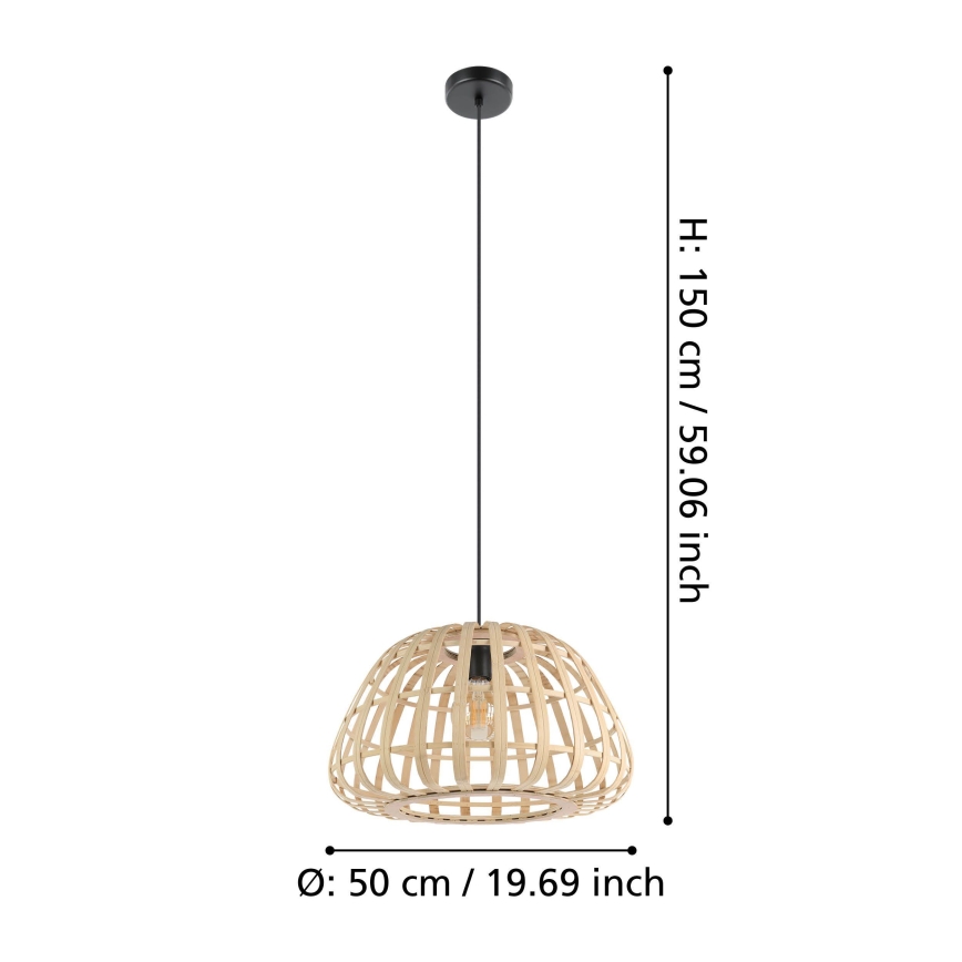 Eglo - Lámpara colgante 1xE27/40W/230V diá. 50 cm bambú