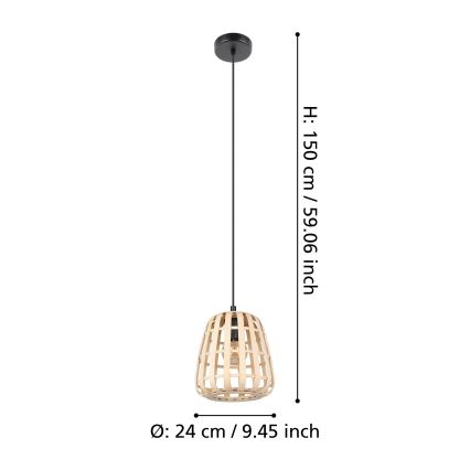 Eglo - Lámpara colgante 1xE27/40W/230V diá. 24 cm bambú