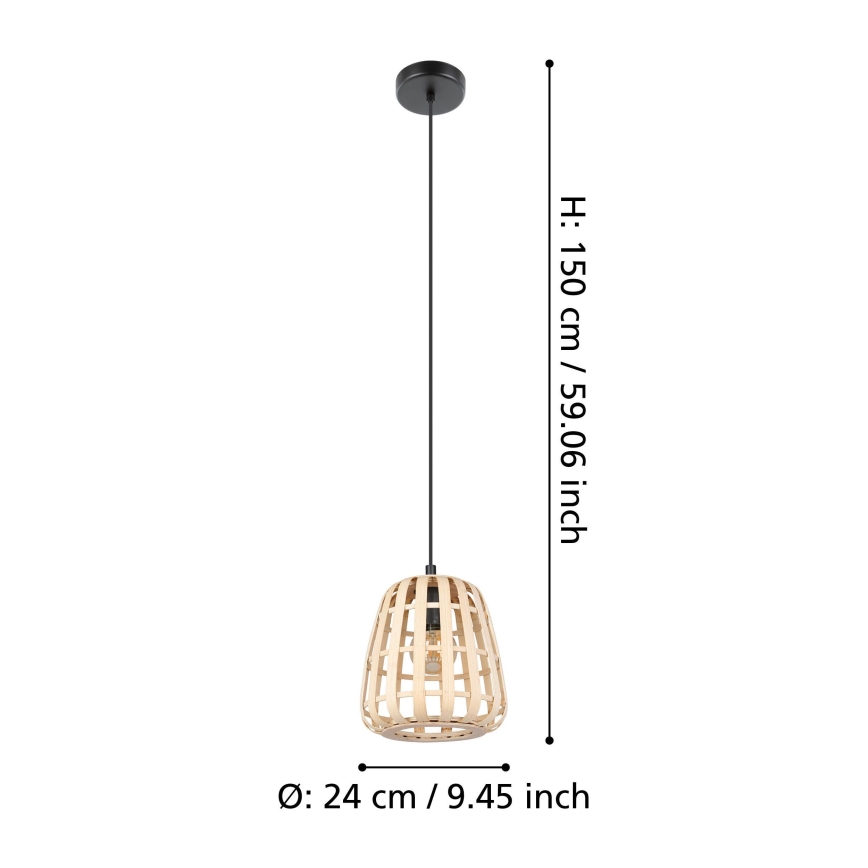 Eglo - Lámpara colgante 1xE27/40W/230V diá. 24 cm bambú