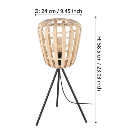 Eglo - Lámpara de mesa 1xE27/40W/230V bambú
