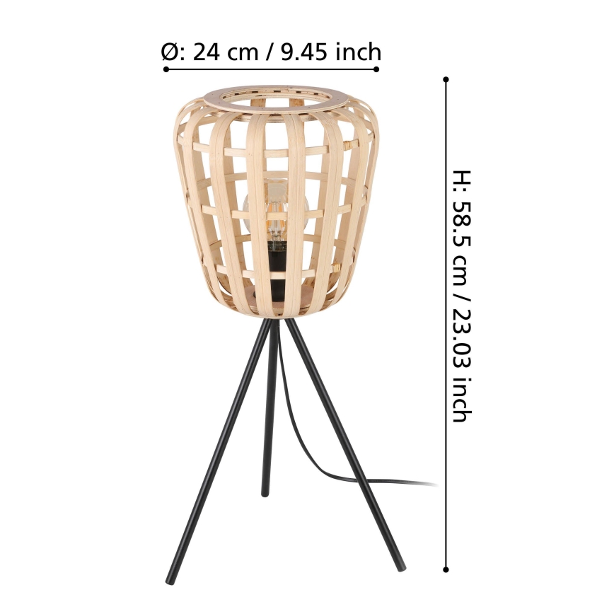 Eglo - Lámpara de mesa 1xE27/40W/230V bambú