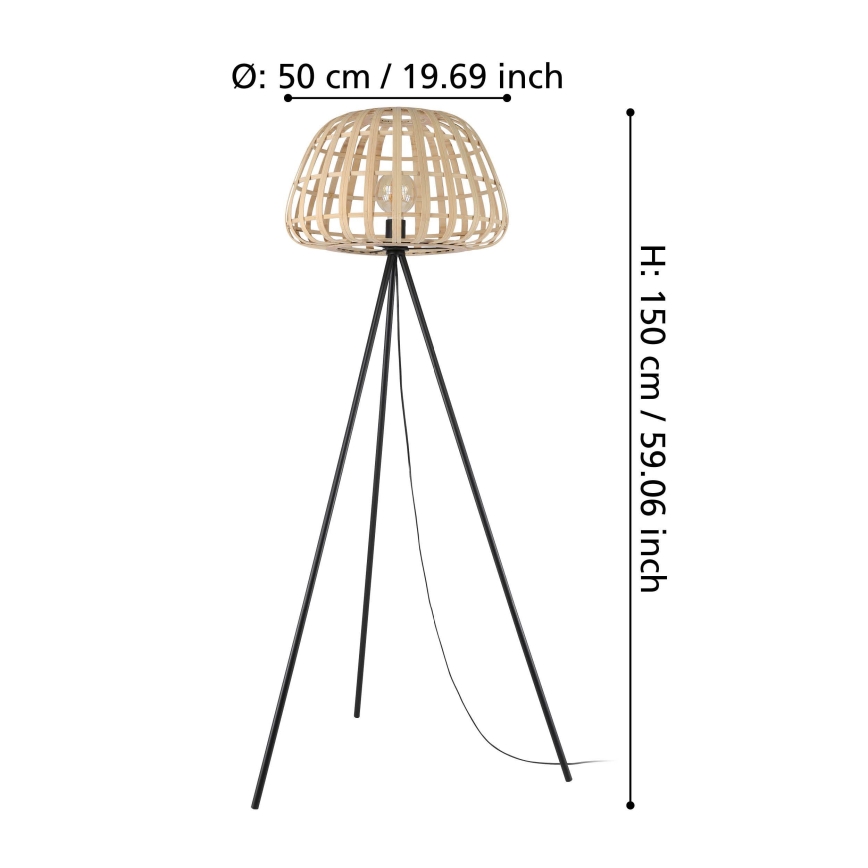 Eglo - Lámpara de pie 1xE27/40W/230V bambú