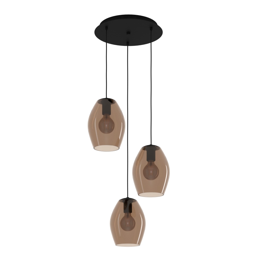 Eglo - Lámpara colgante 3xE27/40W/230V marrón