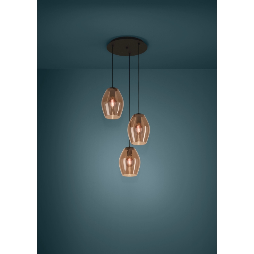 Eglo - Lámpara colgante 3xE27/40W/230V marrón