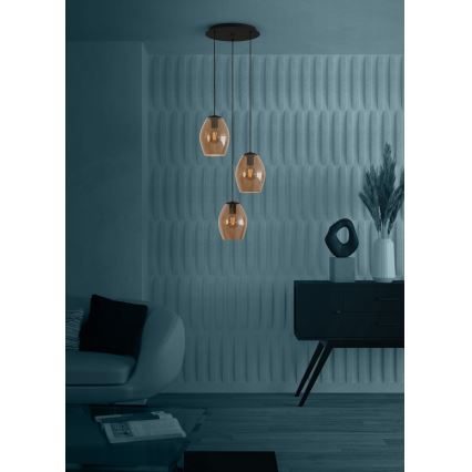 Eglo - Lámpara colgante 3xE27/40W/230V marrón