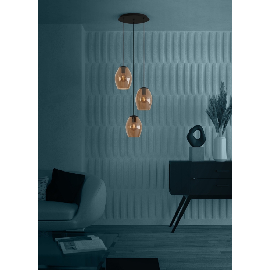Eglo - Lámpara colgante 3xE27/40W/230V marrón