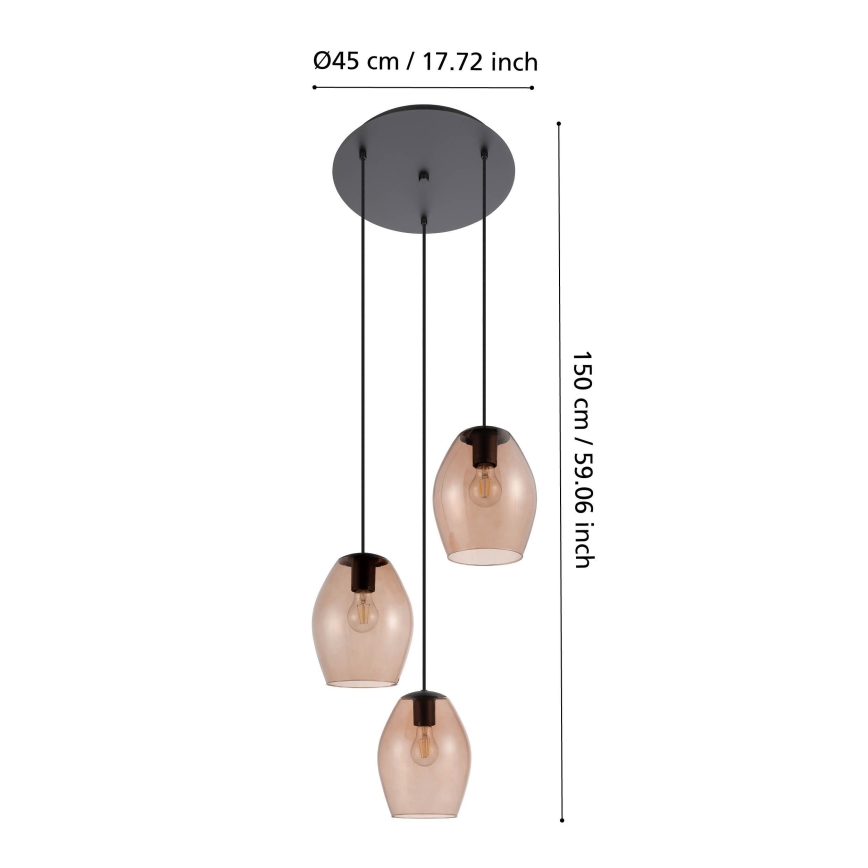 Eglo - Lámpara colgante 3xE27/40W/230V marrón