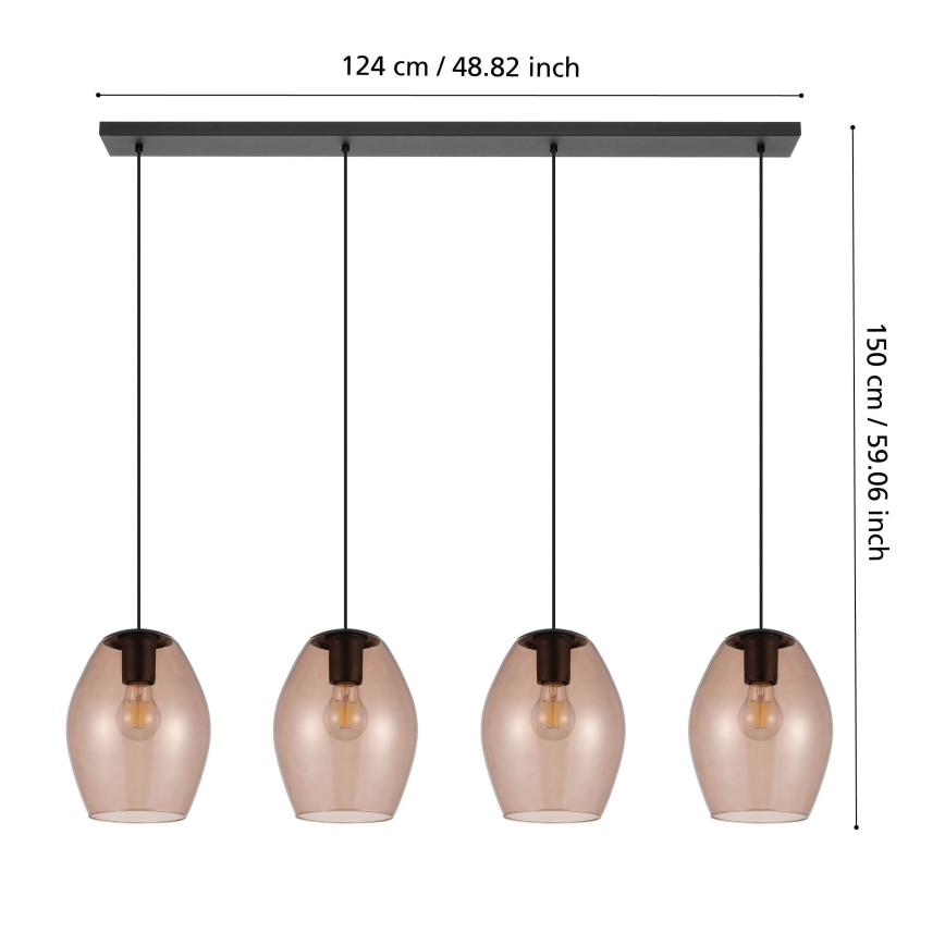Eglo - Lámpara colgante 4xE27/40W/230V marrón